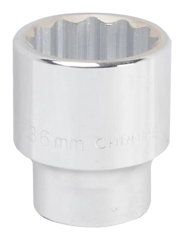 Vulcan MT-SM6036 Drive Socket, 36 mm Socket, 3/4 in Drive, 12-Point, Chrome Vanadium Steel, Chrome :EA: QUANTITY: 1