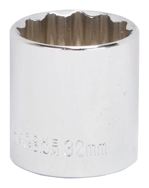 Vulcan MT6534185 Drive Socket, 32 mm Socket, 1/2 in Drive, 12-Point, Chrome Vanadium Steel, Chrome :EA: QUANTITY: 1