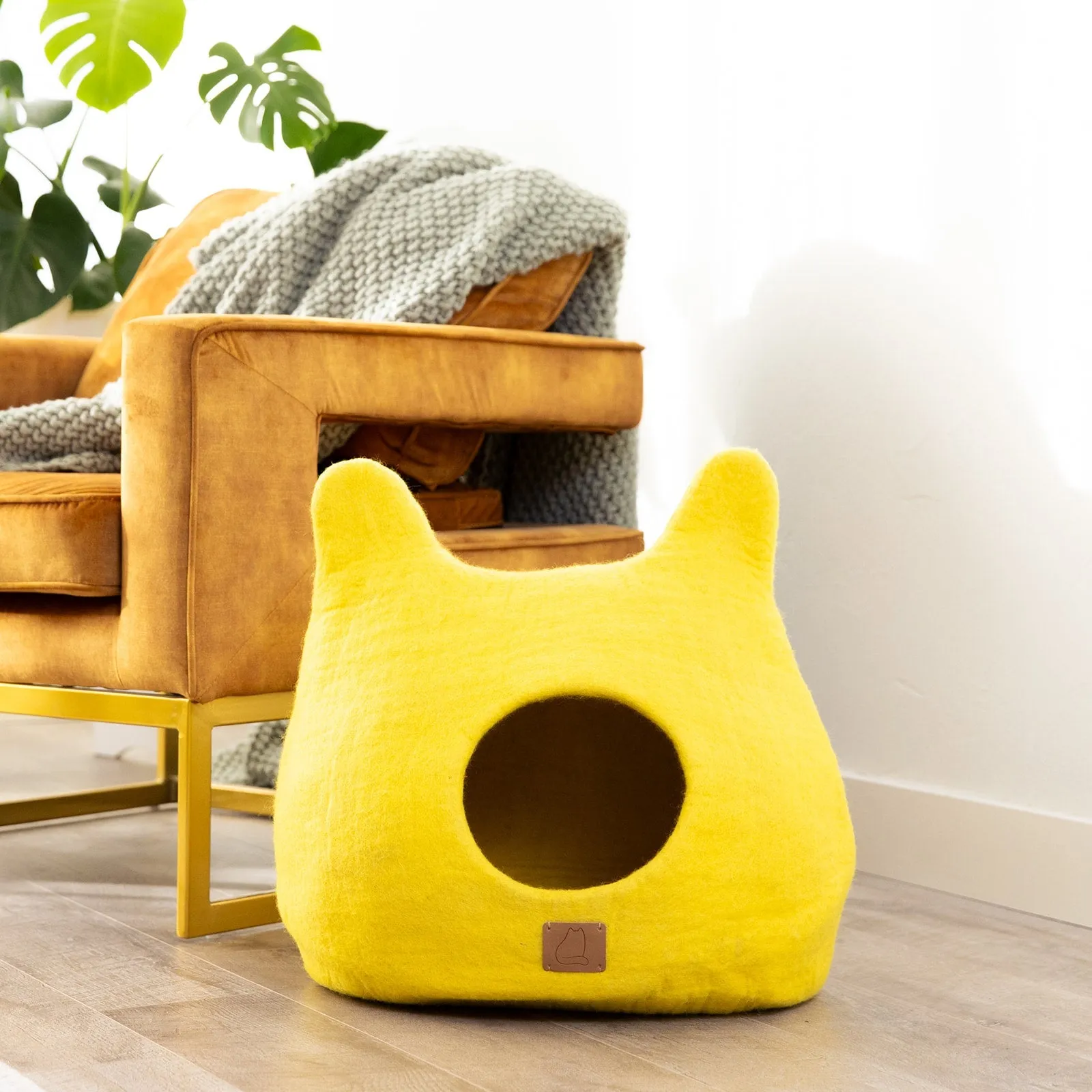 Whimsical Cat Ear Cave Bed - Sunny Yellow