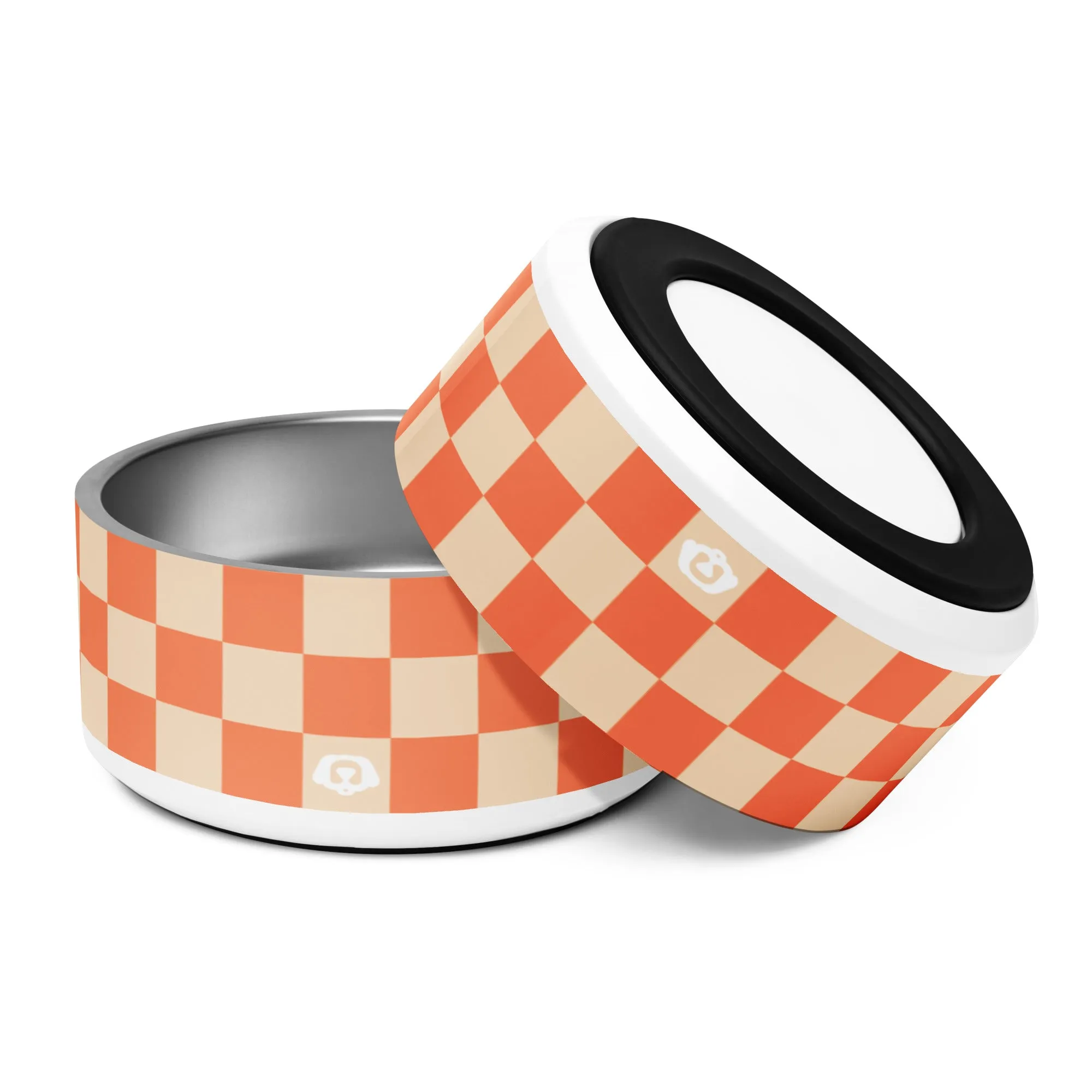 WUFORIA Checker Peachy Orange 32oz Dog Bowl