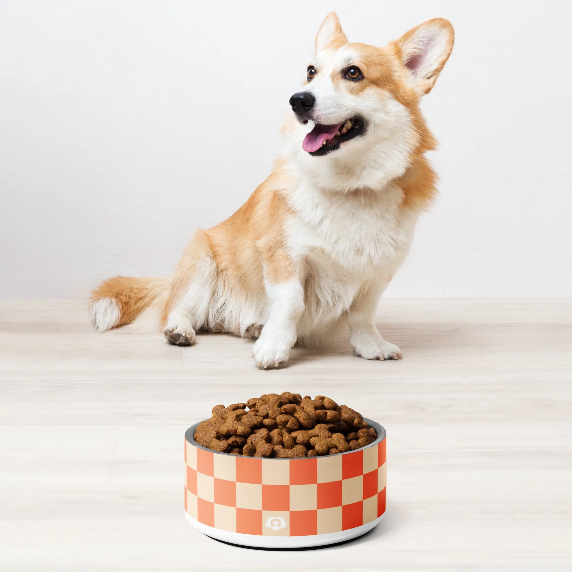 WUFORIA Checker Peachy Orange 32oz Dog Bowl