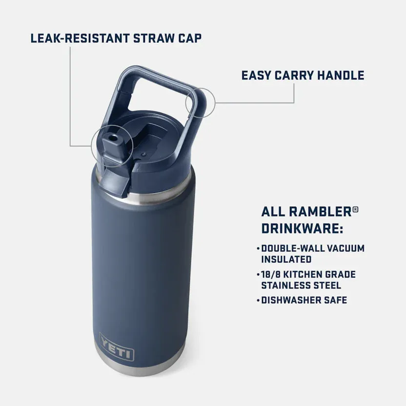 YETI Rambler 26 OZ (769ml) Bottle With Straw Cap - Navy