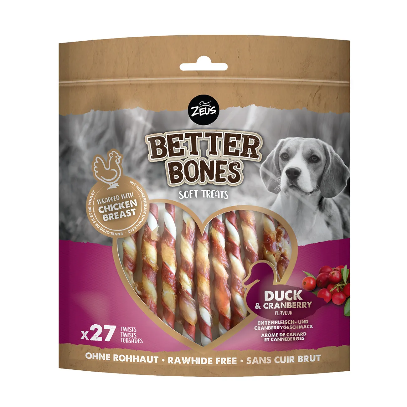 Zeus Better Bones Duck Twists with Wrapped Chicken