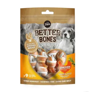 Zeus | Better Bones | Rawhide Free Dog Chews | Wrapped Chicken Bones - Small - 9 Pack