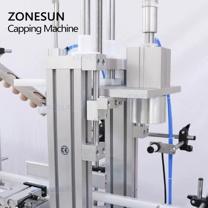 ZONESUN Desktop Automatic Glass Bottle Cap Cork Press Machine Jar Whisky Plastic Bottle Capping Machine With Cap Feeder