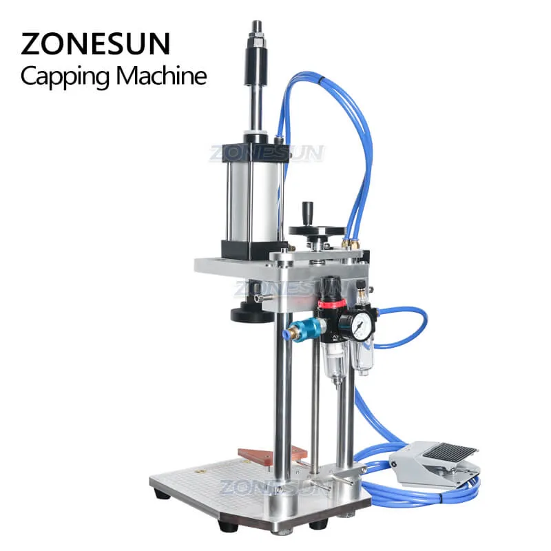 ZONESUN Semi-automatic Liquor Wine Gin Jar Whisky Plastic Bottle Cap Cork Pressing Capping Machine